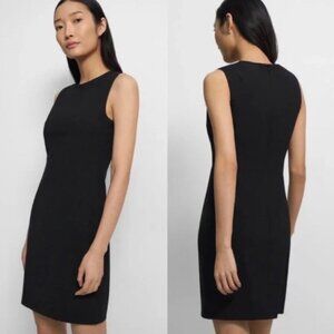 Theory Black Sleeveless Cortney Oxford Knit Sheath Mini Dress